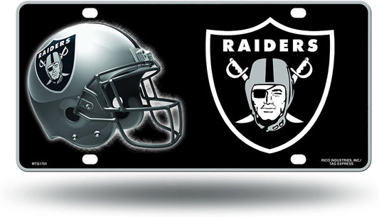 Las Vegas Raiders Metal Auto Tag License Plate, Helmet Design, 12x6 Inch