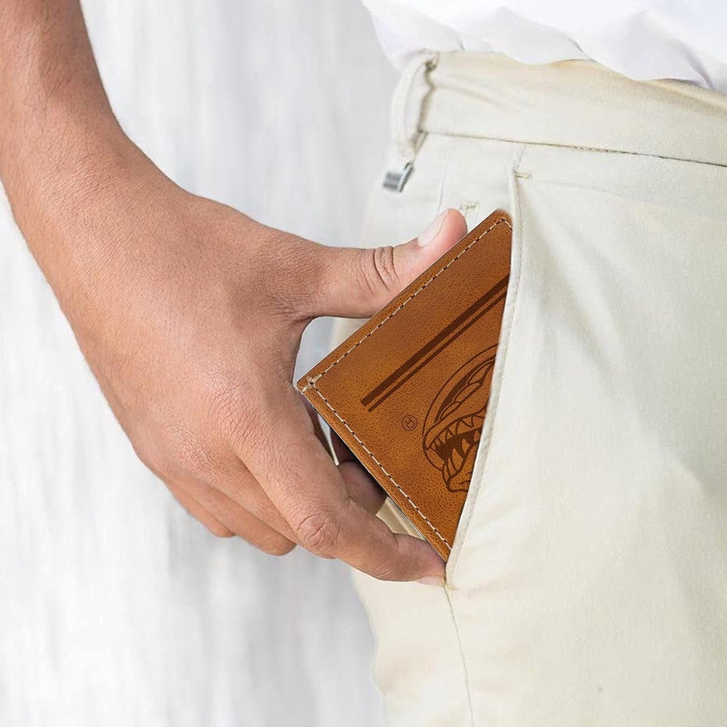 NCAA University of Florida Gators Men’s Front ID Pocket Brown Wallet- Premium 8 Pocket Laser-Engraved Team Logo on Vegan Leather- Minimalist Design, Credit Card Holder- Ideal for Travel or Men’s Gift