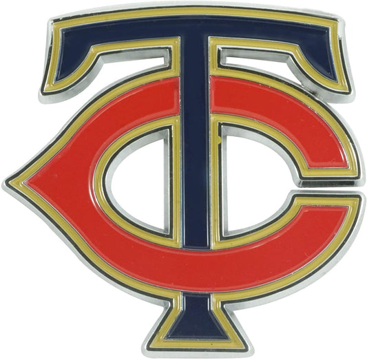 Minnesota Twins Premium Solid Metal Raised Auto Emblem, Team Color, Shape Cut, Adhesive Backing