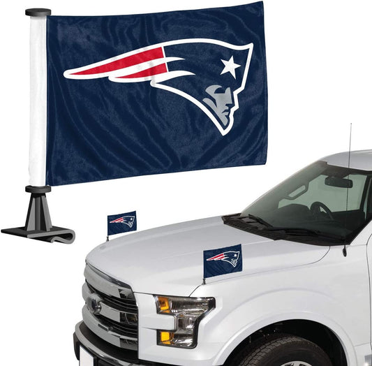 New England Patriots Car Flag Set Ambassador Style 4x6 Inch Set of 2 Team Color
