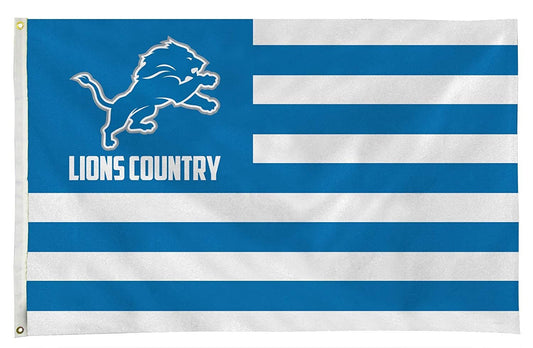 Detroit Lions Premium 3x5 Feet Flag Banner, Country Design, Metal Grommets, Outdoor Use, Single Sided