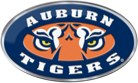 Auburn University Tigers Premium Aluminum Metal Raised Auto Emblem, Alternate Logo, Color Embossed, Full Adhesive Backing