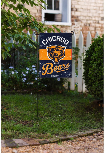 Chicago Bears Premium Garden Flag Banner, Double Sided, Linen, Vintage Style, 13x18 Inch