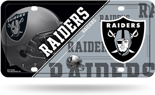Las Vegas Raiders Metal Auto Tag License Plate, Split Design, 6x12 Inch