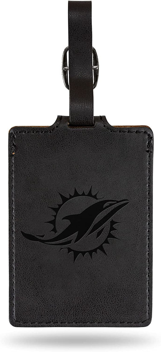 Miami Dolphins Luggage Bag Tag Laser Engraved Ultra Suede Includes ID Card