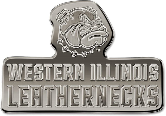Western Illinois Leathernecks Solid Metal Auto Emblem Antique Nickel for Car/Truck/SUV