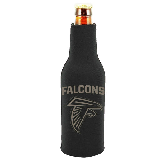 Atlanta Falcons 2-PACK Zipper BOTTLE Tonal Black Koozie Neoprene Holder Football
