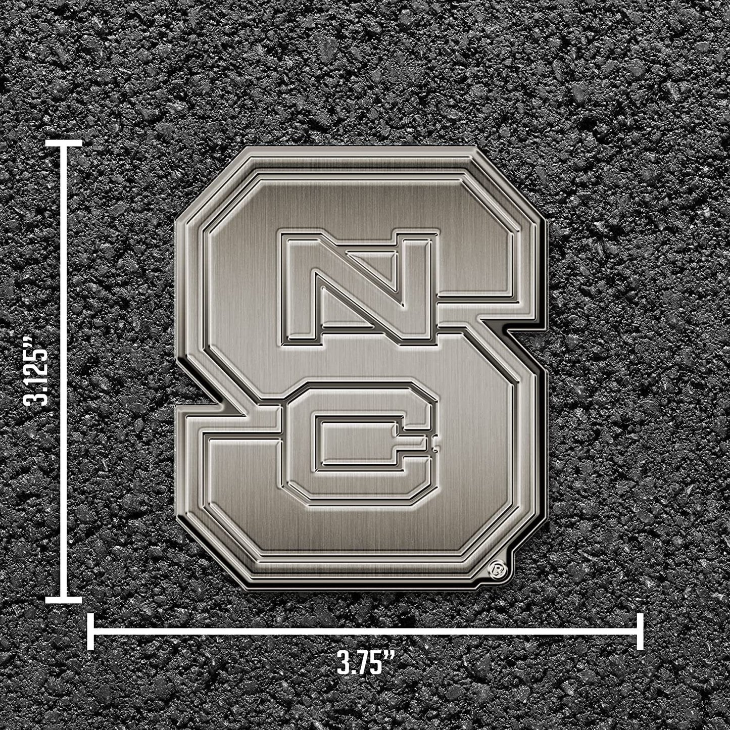 North Carolina State University Wolfpack Solid Metal Auto Emblem Antique Nickel for Car/Truck/SUV
