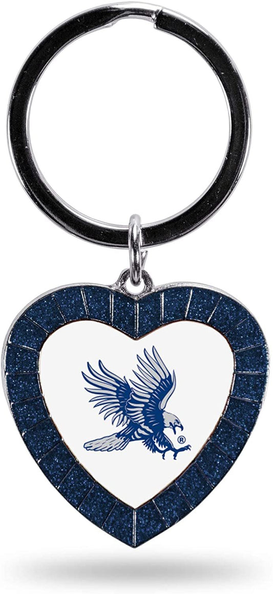 NCAA Dickinson State Blue Hawks NCAA Rhinestone Heart Colored Keychain, Navy, 3-inches in length