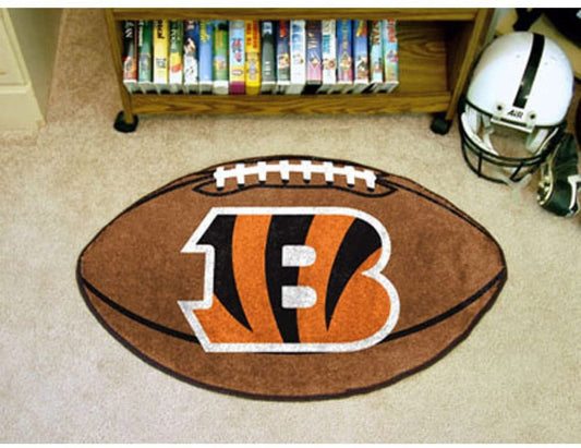 Cincinnati Bengals Floor Mat Area Rug, 20x32 Inch, Non-Skid Backing, Football Design