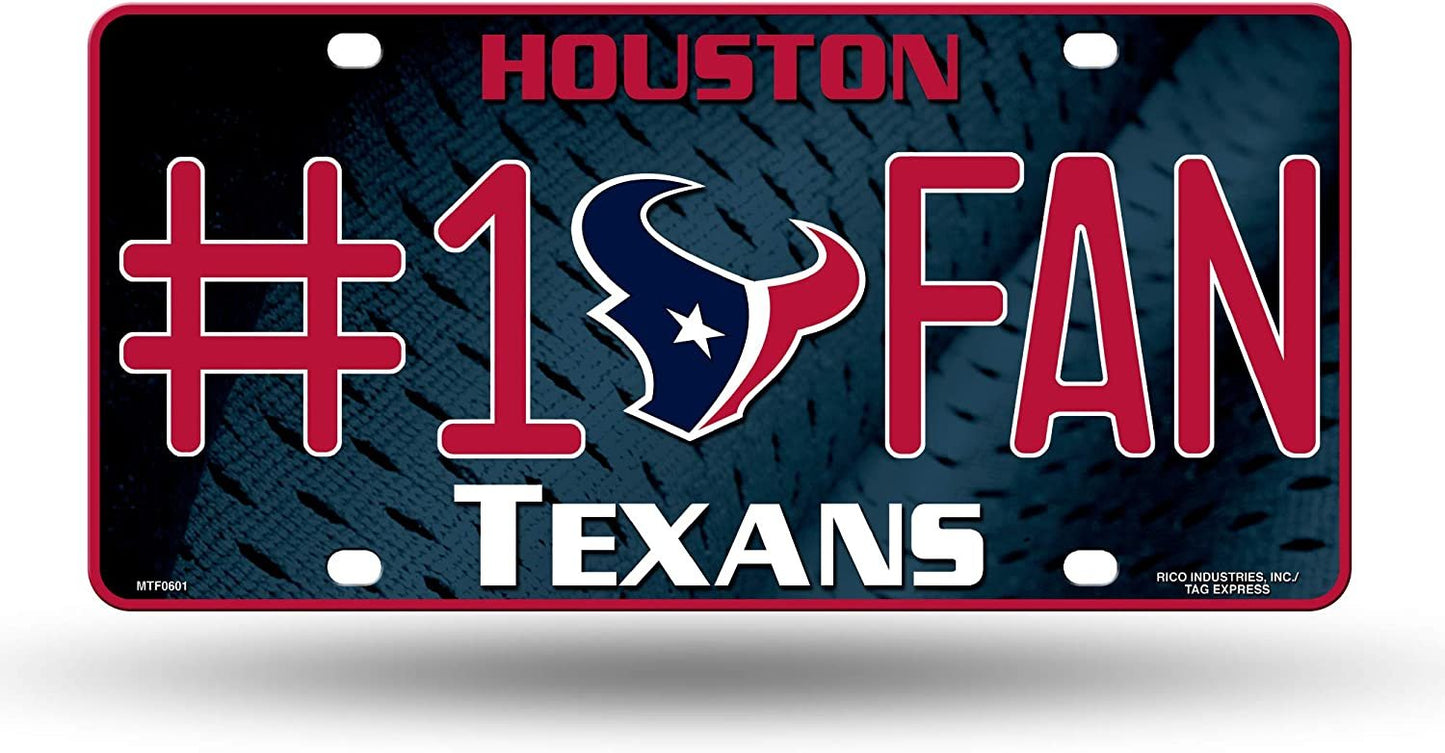 Houston Texans #1 Fan Metal License Plate Tag Aluminum Novelty 12x6 Inch