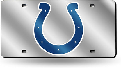 Indianapolis Colts Premium Laser Cut Tag License Plate, Mirrored Acrylic Inlaid, 12x6 Inch