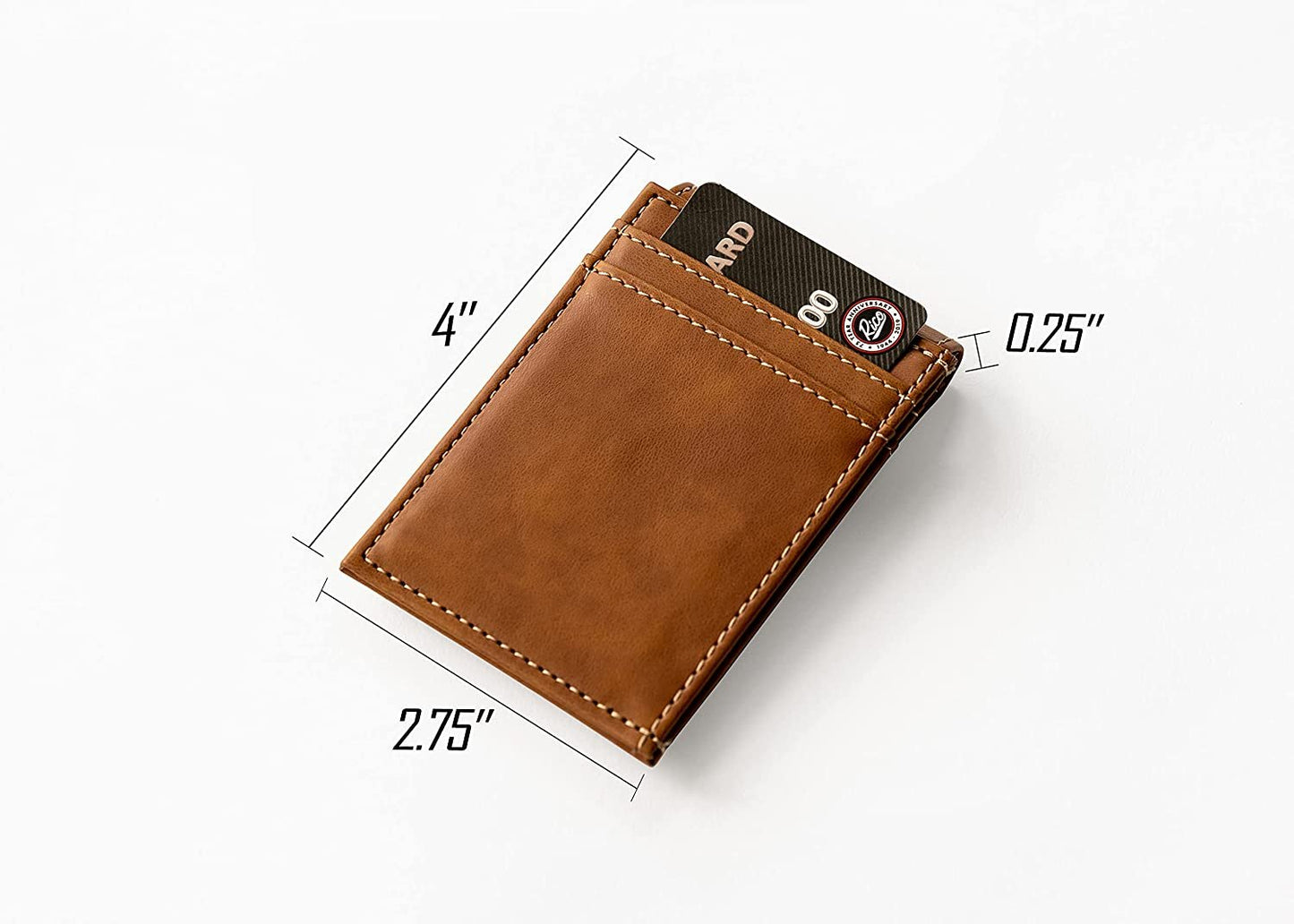 Rico Industries NFL Los Angeles Rams Premium Laser Engraved Vegan Brown Leather Front Pocket Wallet - Compact and Slim yet Sturdy Design - Perfect to Show Your Team Pride or Gift