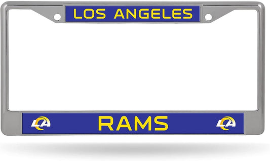Los Angeles Rams Premium Metal License Plate Frame Chrome Tag Cover, 12x6 Inch