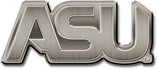 Alabama State University Hornets Premium Solid Metal Raised Auto Emblem, Antique Nickel Finish, Shape Cut, Adhesive Backing