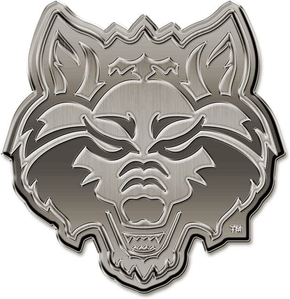 Arkansas State University Red Wolves Solid Metal Auto Emblem Antique Nickel for Car/Truck/SUV
