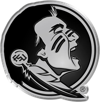 Florida State University Seminoles Silver Chrome Color Auto Emblem Molded Raised Adhesive Tape Backing
