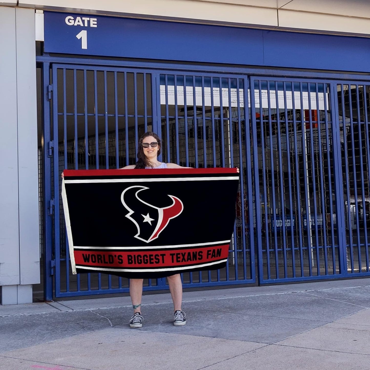 Houston Texans 3x5 Feet Flag Banner, World's Biggest Fan, Metal Grommets, Single Sided, Indoor or Outdoor Use