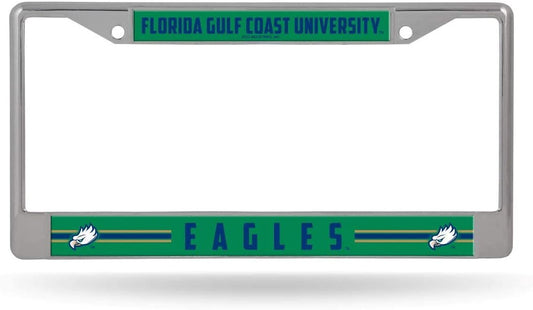 Florida Gulf Coast University Eagles Chrome Metal License Plate Frame Tag Cover, 12x6 Inch