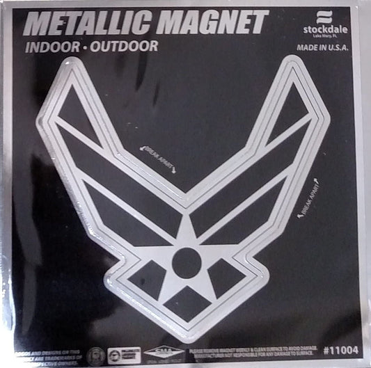 US Air Force 6 Inch Magnet, Metallic Chrome Shimmer Design, Vinyl Die Cut, Auto Home Heavy Duty