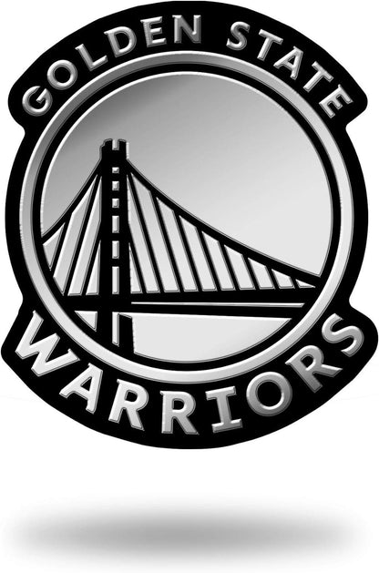 Golden State Warriors Auto Emblem, Silver Chrome Color, Raised Molded Plastic, 3.5 Inch, Adhesive Tape Backing