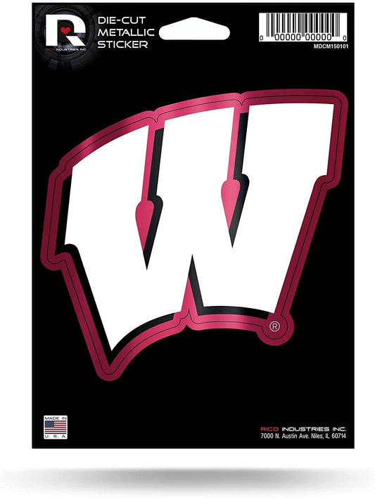 University of Wisconsin Badgers 5 Inch Sticker Decal Metallic Shimmer Design Flat Vinyl