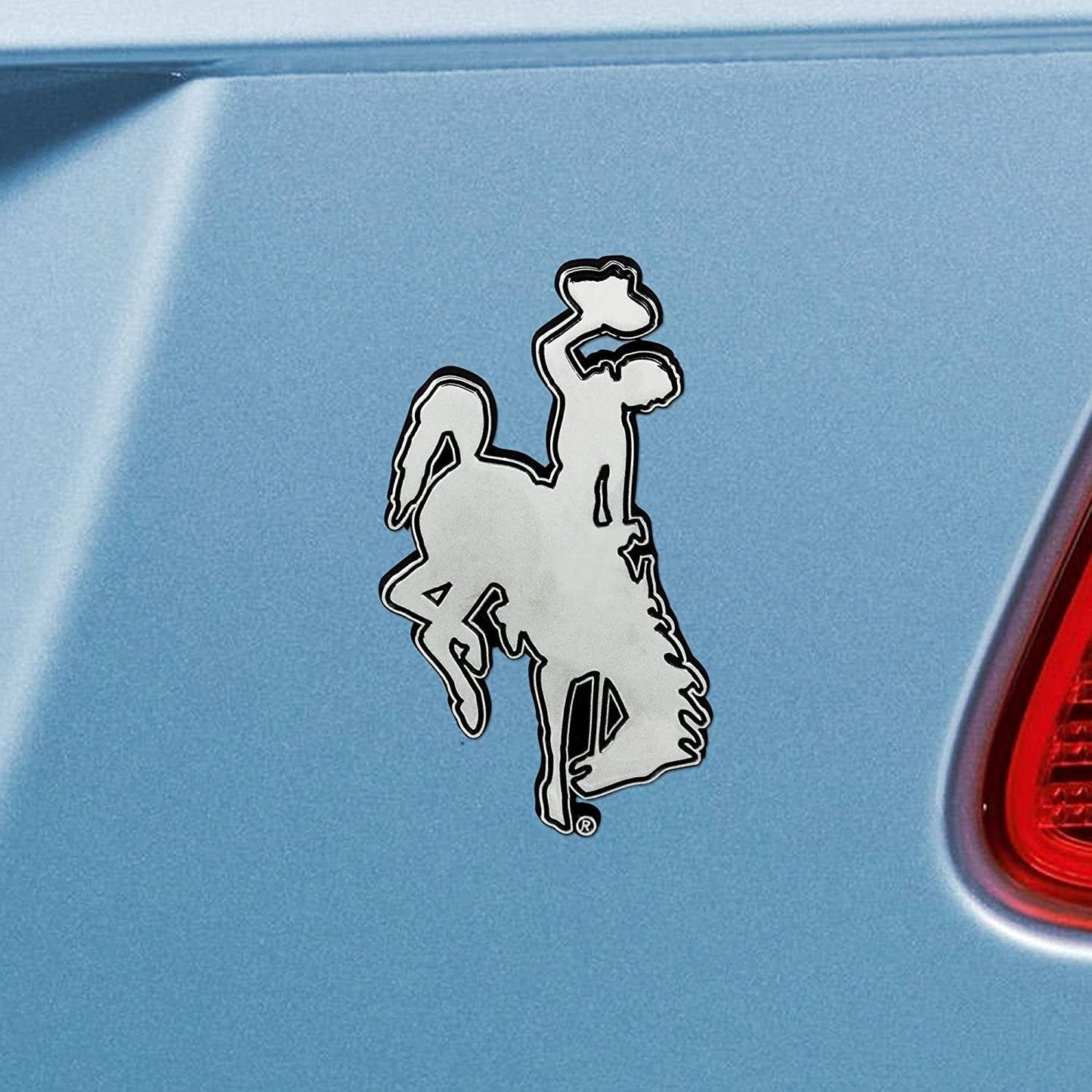 University of Wyoming Cowboys Solid Metal Auto Emblem Chrome Raised Die Cut