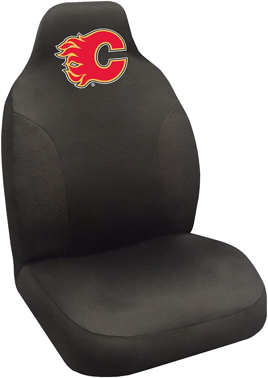 Calgary Flames Seat Cover Black Embroidered Bucket Seat Elastic