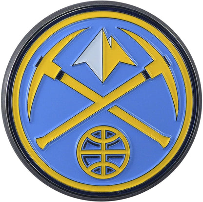 Denver Nuggets Premium Solid Metal Raised Auto Emblem Shape Cut Adhesive Backing