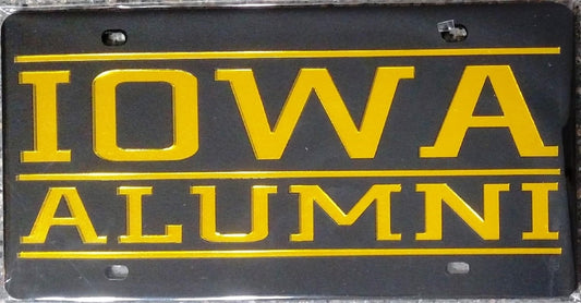 NCAA Iowa Hawkeyes Black Mirrored Alumni License Plate