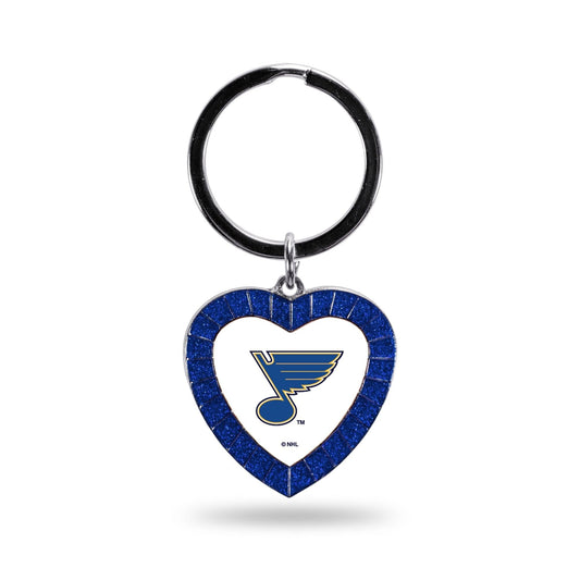 Blues Colored Rhinestone Heart Keychain - Royal