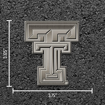 Texas Tech University Red Raiders Solid Metal Auto Emblem Antique Nickel for Car/Truck/SUV