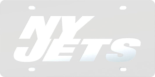 New York Jets Premium Laser Cut Tag License Plate, Mirrored Acrylic, Frost Design, 6x12 Inch
