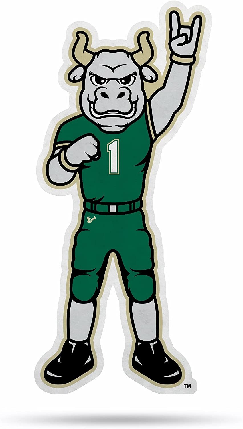 Rico Industries NCAA South Florida Bulls Shape Cut Mascot Pennant - Home, Living Room, Bedroom, Mancave Decor - Soft Felt Material - Made