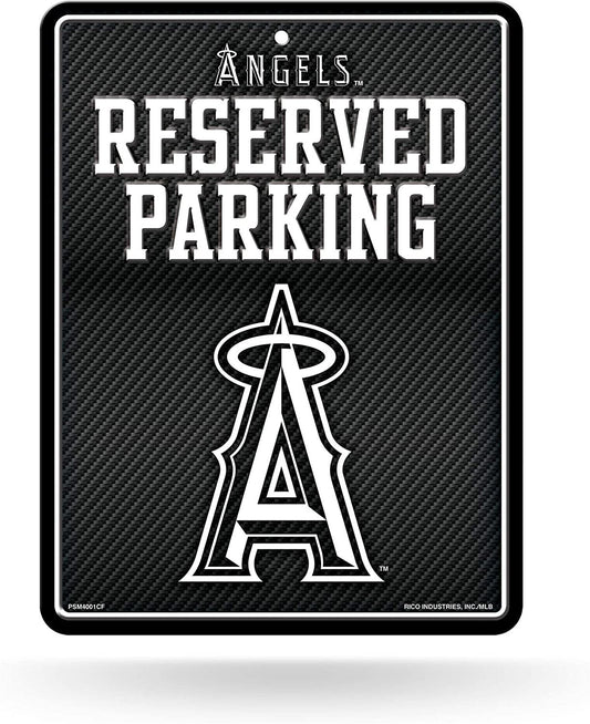 Los Angeles Angels Metal Parking Novelty Wall Sign 8.5 x 11 Inch Carbon Fiber Design