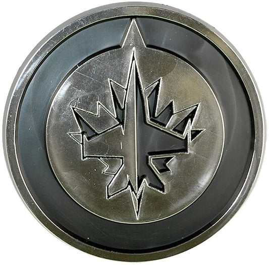 Winnipeg Jets Molded Plastic Auto Emblem, Silver Chrome Color, Raised, Adhesive Tape Backing