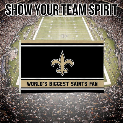 New Orleans Saints 3x5 Feet Flag Banner, World's Biggest Fan, Metal Grommets, Single Sided, Indoor or Outdoor Use