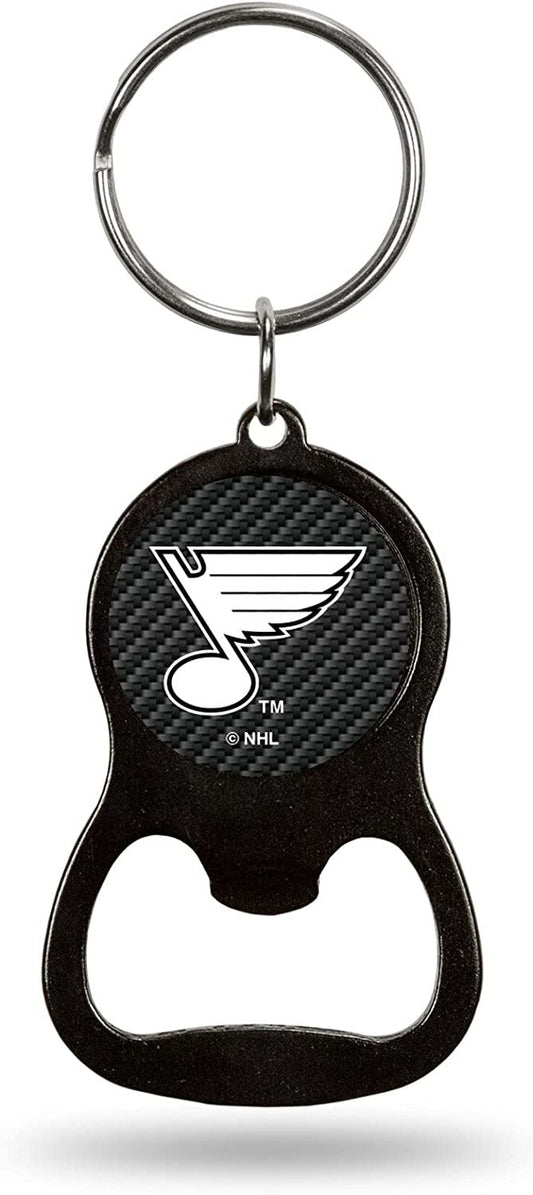 St Louis Blues Keychain Bottle Opener Carbon Fiber Design Metal Hockey