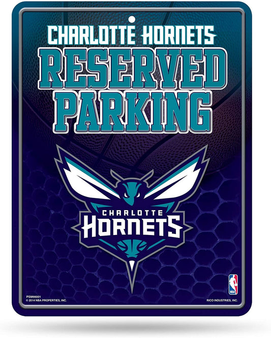 Charlotte Hornets 8-Inch by 11-Inch Metal Parking Sign Décor