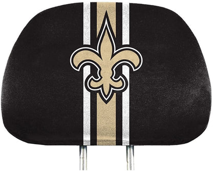 New Orleans Saints Premium Pair of Auto Head Rest Covers, Full Color Printed, Elastic, 10x14 Inch