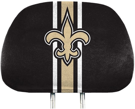 New Orleans Saints Premium Pair of Auto Head Rest Covers, Full Color Printed, Elastic, 10x14 Inch