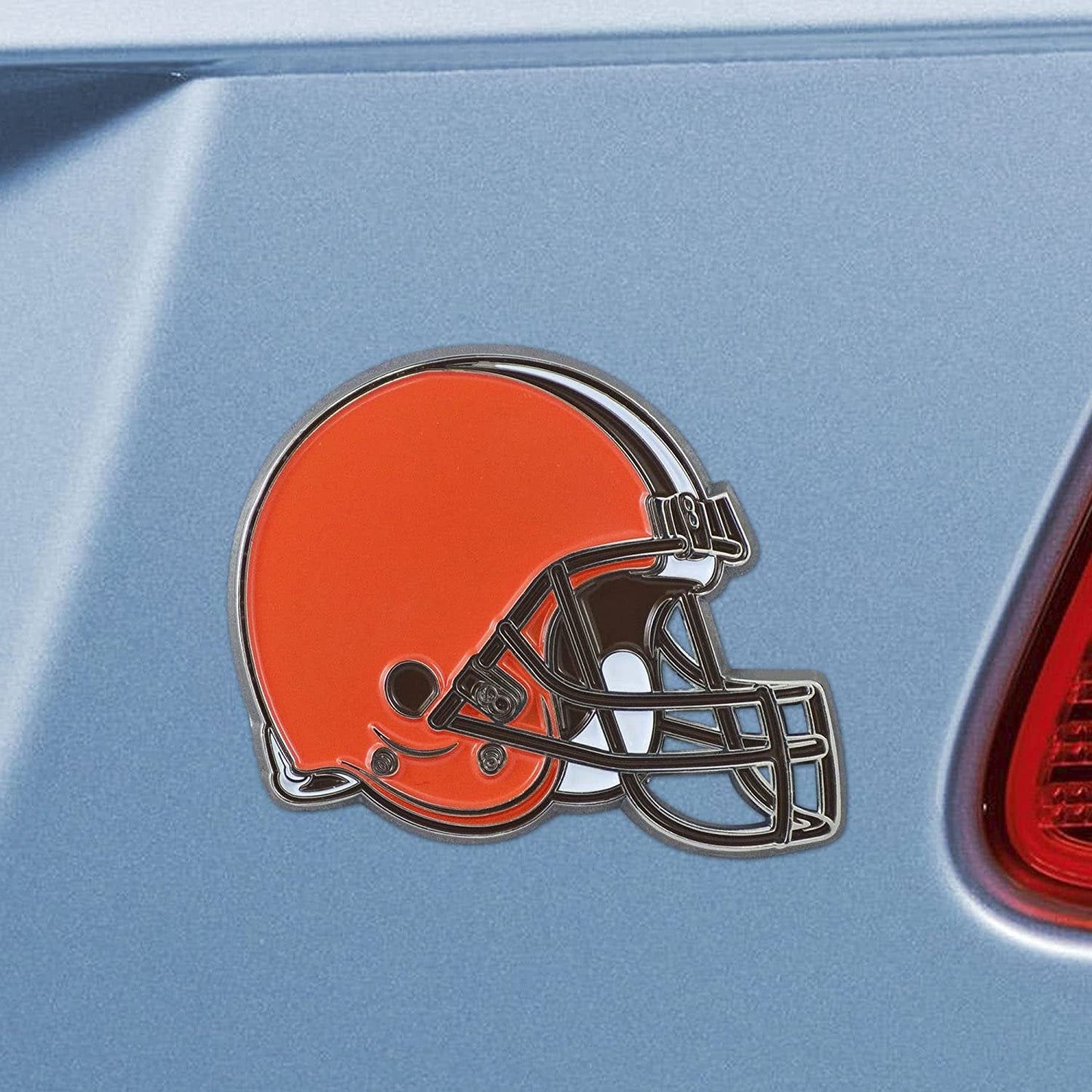 Cleveland Browns Premium Solid Metal Raised Auto Emblem, Team Color, Shape Cut, Adhesive Backing