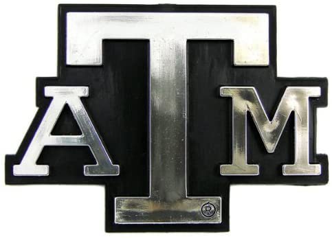 Texas A&M University Aggies Auto Emblem, Plastic Molded, Silver Chrome Color, Raised 3D Effect, Adhesive Backing