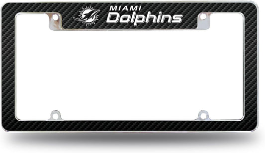 Miami Dolphins Metal License Plate Frame Chrome Tag Cover, 12x6 Inch