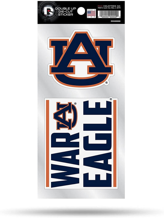Auburn University Tigers 2-Piece Double Up Die Cut Sticker Decal Sheet, 4x8 Inch