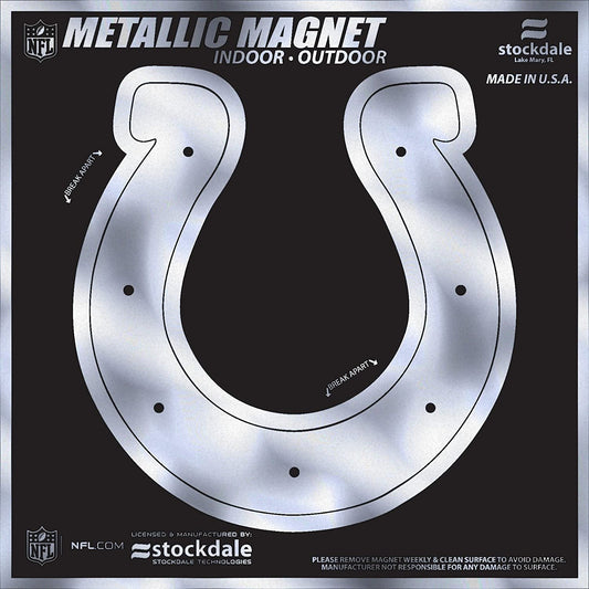 Indianapolis Colts 6 Inch Magnet, Metallic Chrome Shimmer Design, Auto Home, Heavy Duty