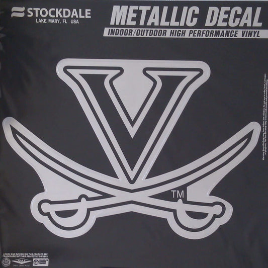 University of Virginia Cavaliers 6 Inch Decal Sticker, Metallic Chrome Shimmer Design