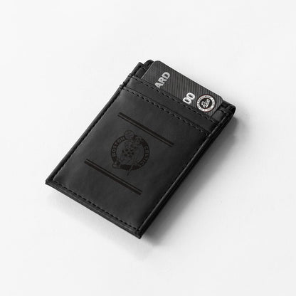 Boston Celtics Premium Black Leather Wallet, Front Pocket Magnetic Money Clip, Laser Engraved, Vegan