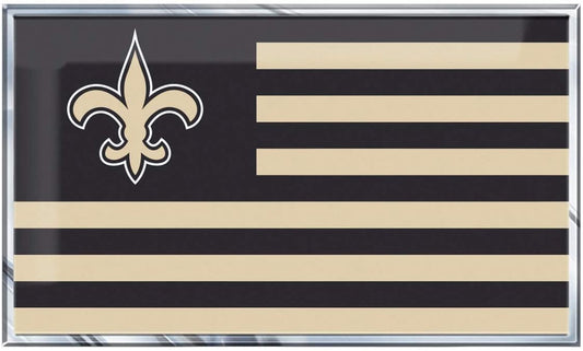 New Orleans Saints Team Flag Design Auto Emblem, Aluminum Metal, Embossed Team Color, Raised Decal Sticker, Full Adhesive Backing