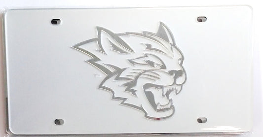 University of California Chico Wildcats Premium Laser Cut Tag License Plate, Football Design, Mirrored Acrylic Inlaid, 12x6 Inch